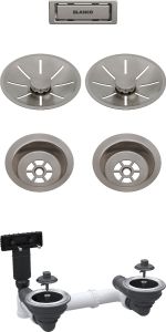 Blanco Waste & InFino fitting set Double bowl. Satin Platinum